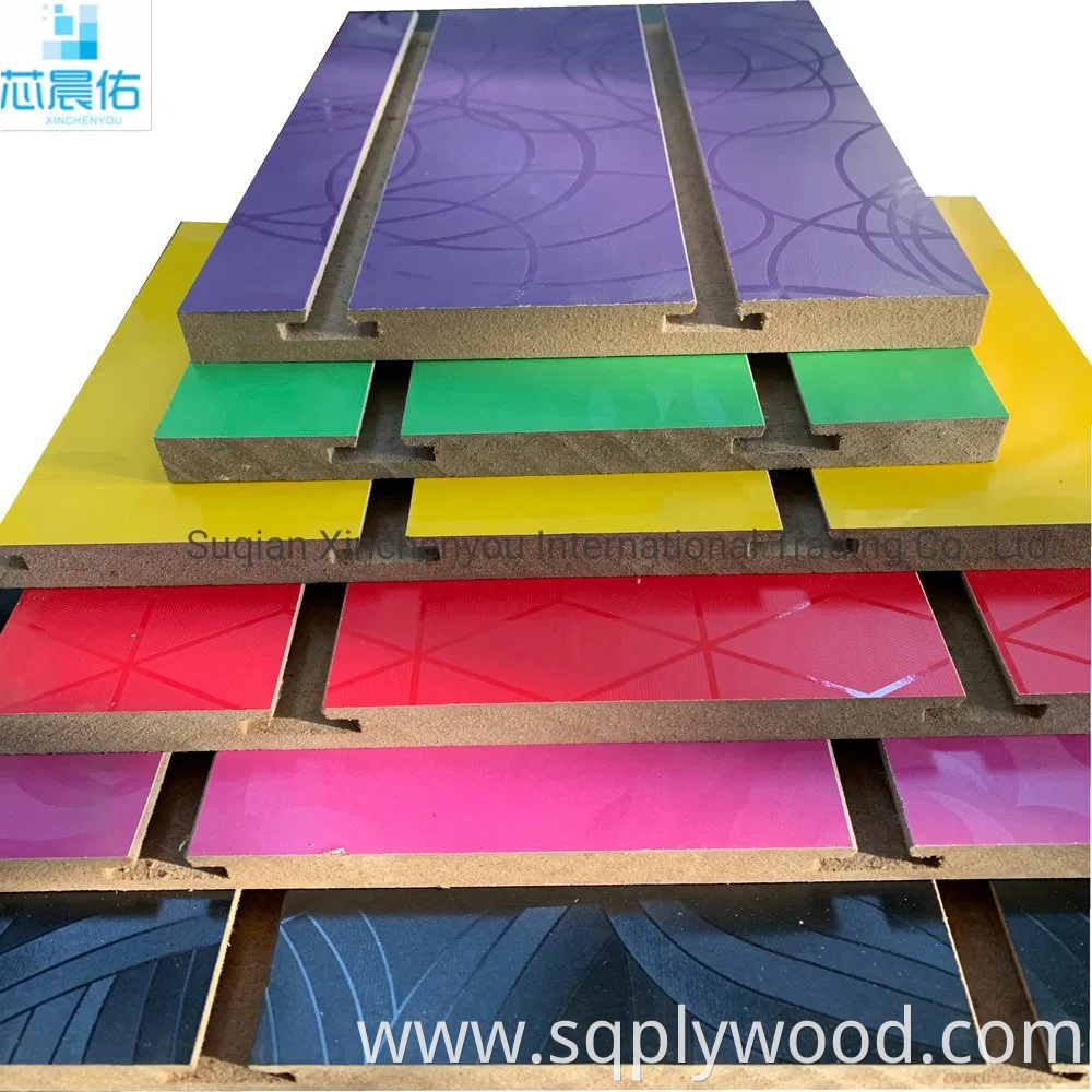 China Factory Produce 7-11 grooves Melamine Faced MDF/Slot MDF